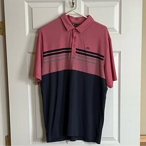 Travis Mathew Men’s polo- Red, Blue & Grey - L
